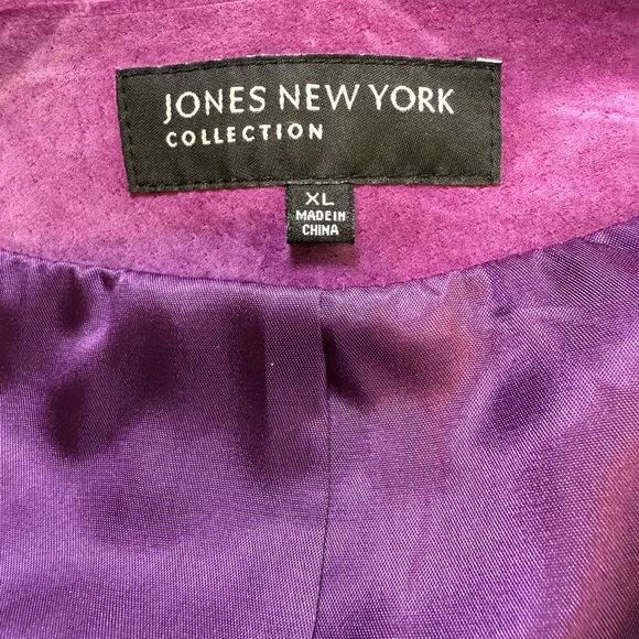 VINTAGE Jones New York Vibrant Purple Leather Suede Jacket PERFECT Size XL - Picture 11 of 11